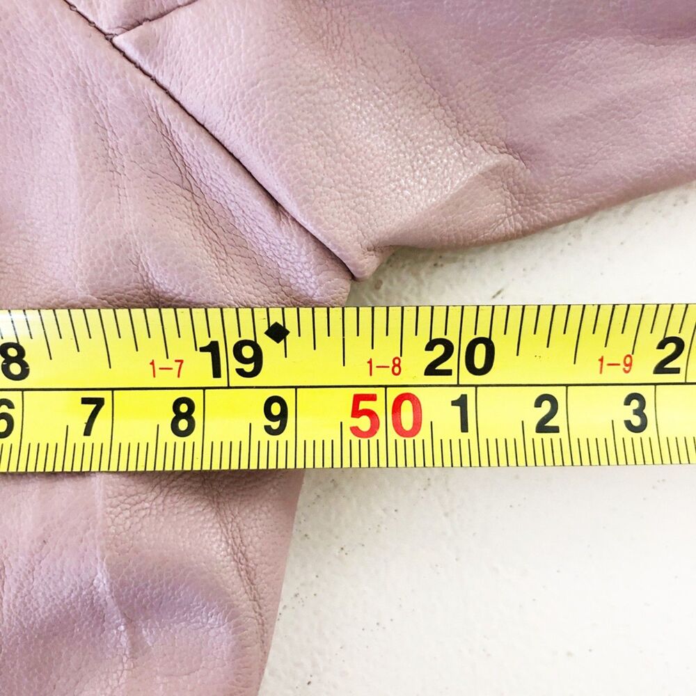 Heart Soul Dusty Mauve Moto Jacket (L) Pink Vegan Leather Ruffle Trim Biker Coat - Picture 13 of 13